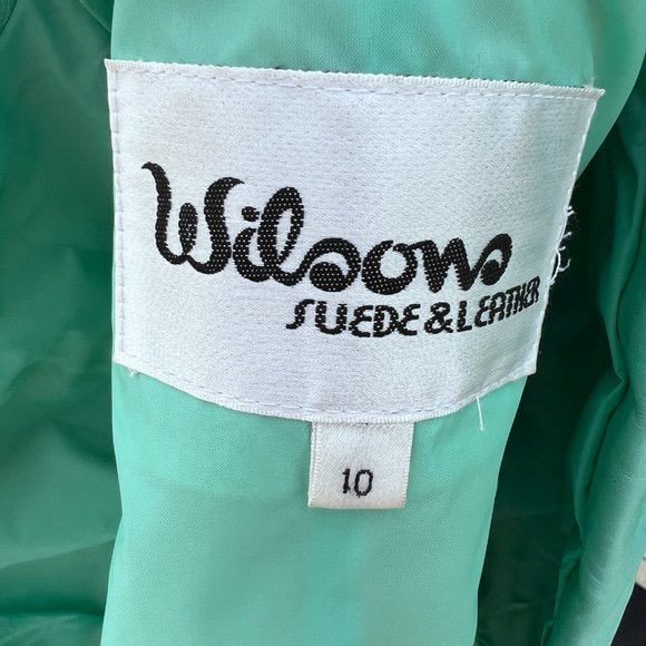 80's Mint Green Leather Jacket & Skirt - Size 10 & 4- Wilsons Suede & Leather - Picture 12 of 14